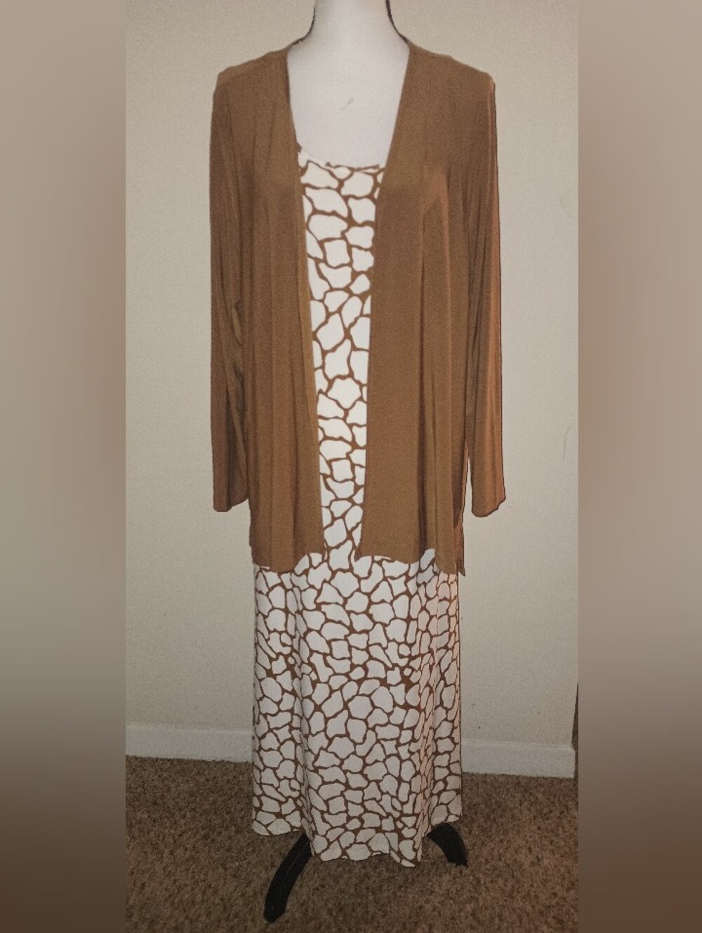 Attitudes By Renee Casual Brown Patterned Maxi Dress w/Matching Bolero SZXL18/20